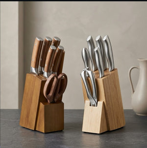 8-Piece Stainless Steel Kitchen Knife Set with Wooden Storage Block