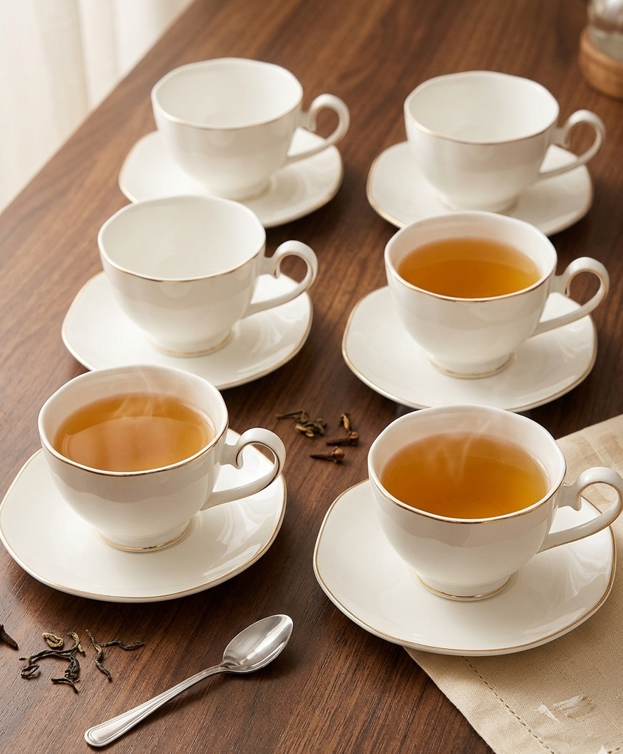 Gemelli Colllection 12pcs European tea set 6 cups 6 saucers elegant tea coffee serving set home dining tableware