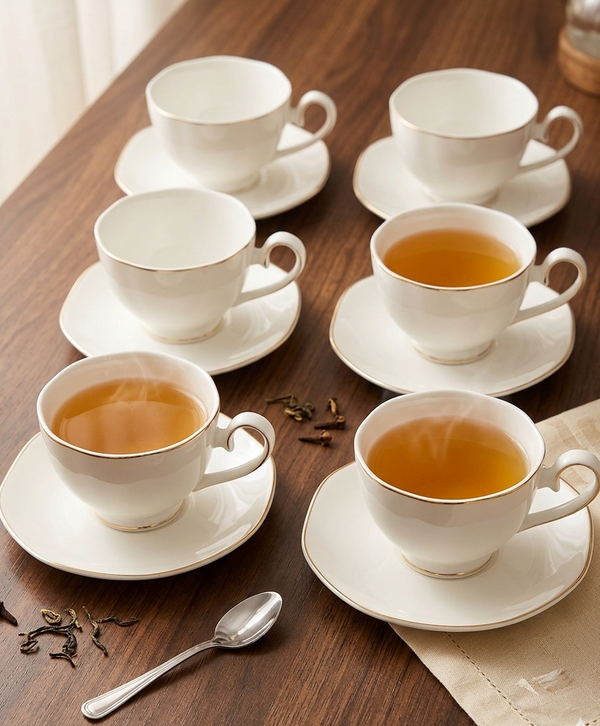 Gemelli Colllection 12pcs European tea set 6 cups 6 saucers elegant tea coffee serving set home dining tableware