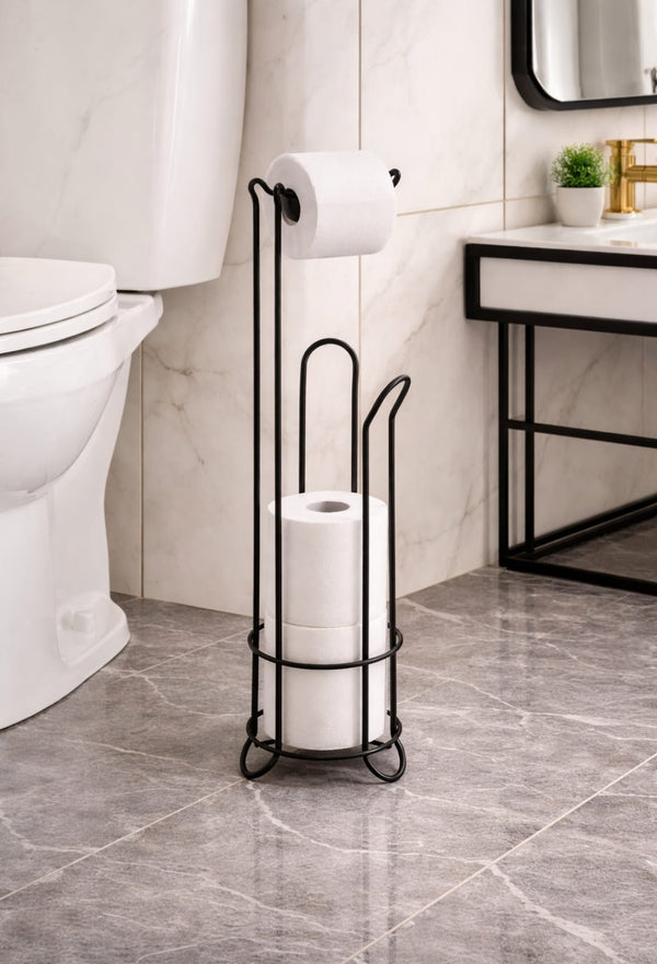 Toilet Tissue Holder, Metallic Wall-Mount Black