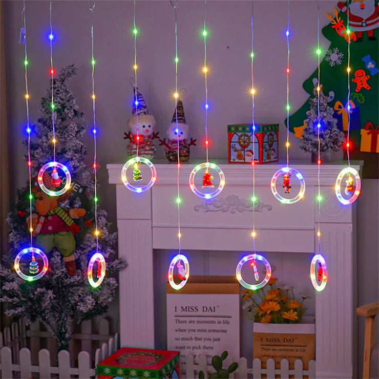 Christmas LED String Lights with Santa, Snowman, Reindeer & Christmas Tree Pendants – USB Powered