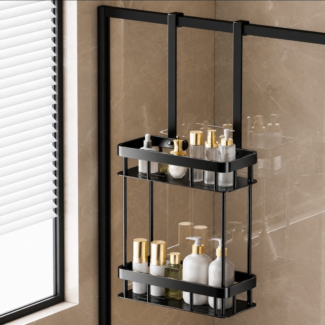 Bathroom Door Hanging Storage Rack – Over-the-Door Organizer for Toiletries, Towels, Cleaning Supplies, and Bathroom Storage