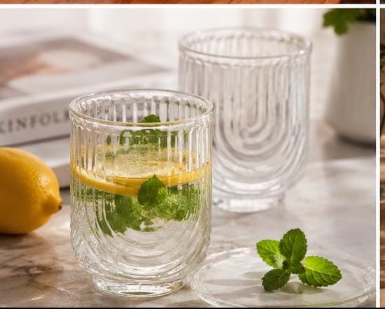 6 Piece 350ml Borosilicate Wave Glass Set