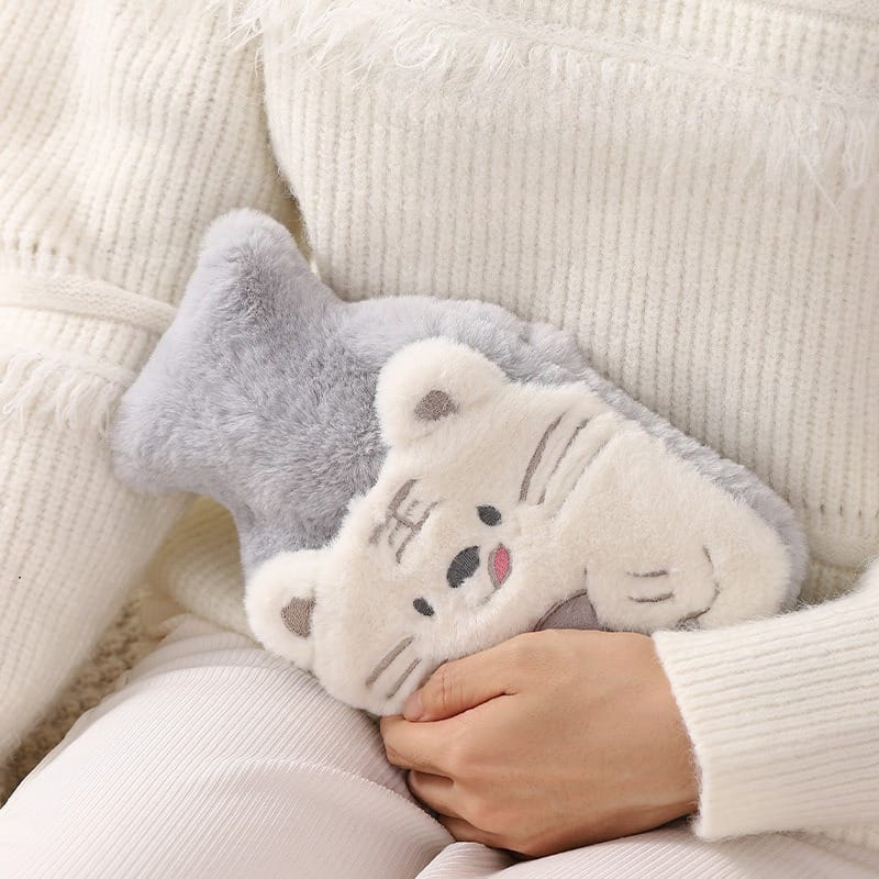 Pocket Design Hand Warmer Cute Cartoon Hot Water Bottle – Soft Cover Reusable Heat Pack for Cold Weather Comfort and Warmth
