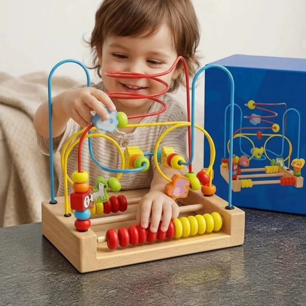 Kids activity wire bead maze with colorful beads for early learning and motor skill development