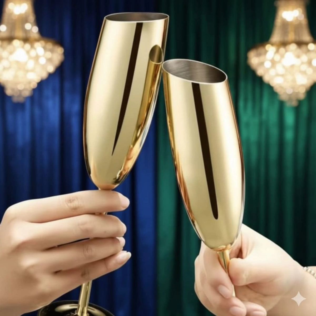 Stainless Steel Champagne Flutes with Slanted Rim