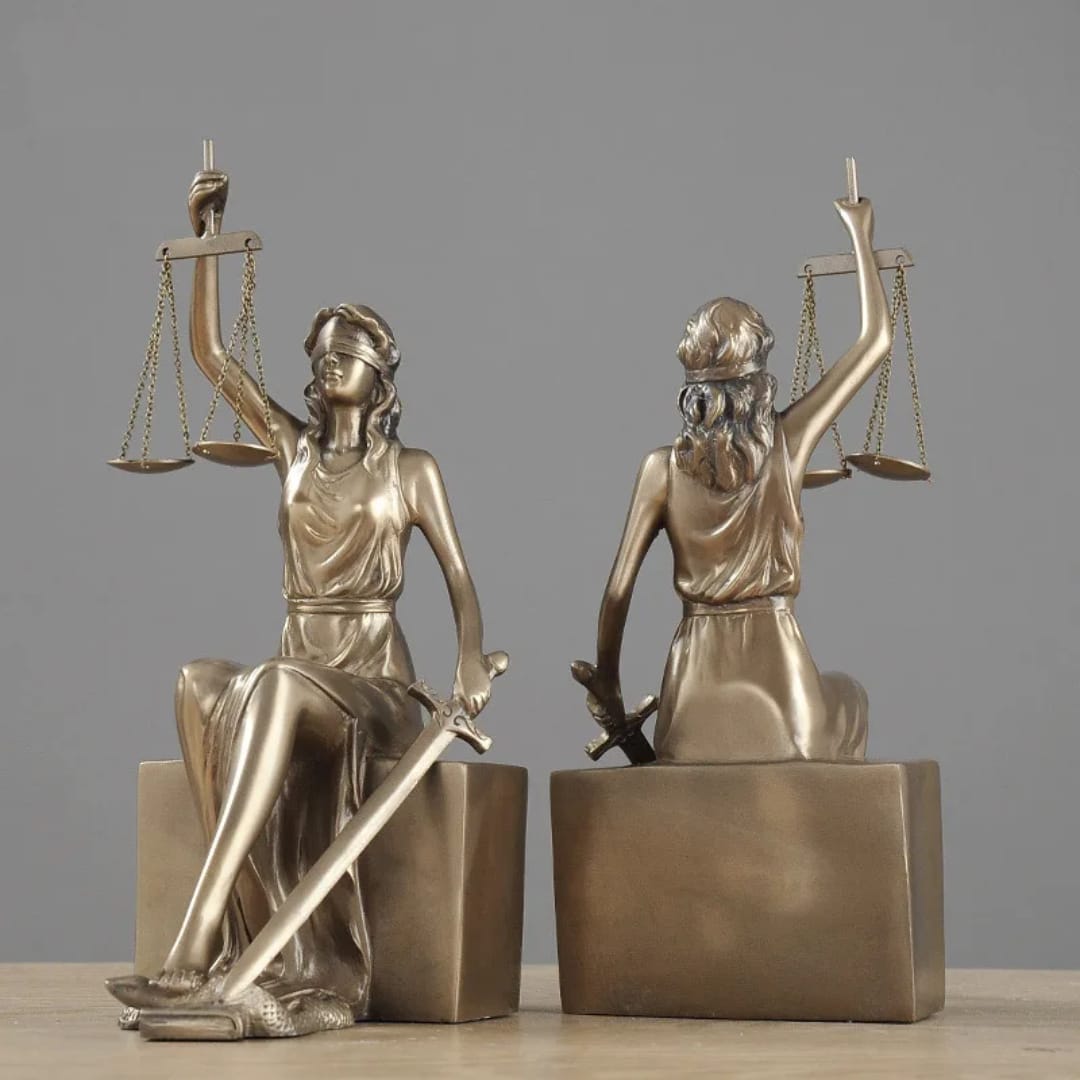 Lady Justice Bronze Finish Bookend Statues A Pair