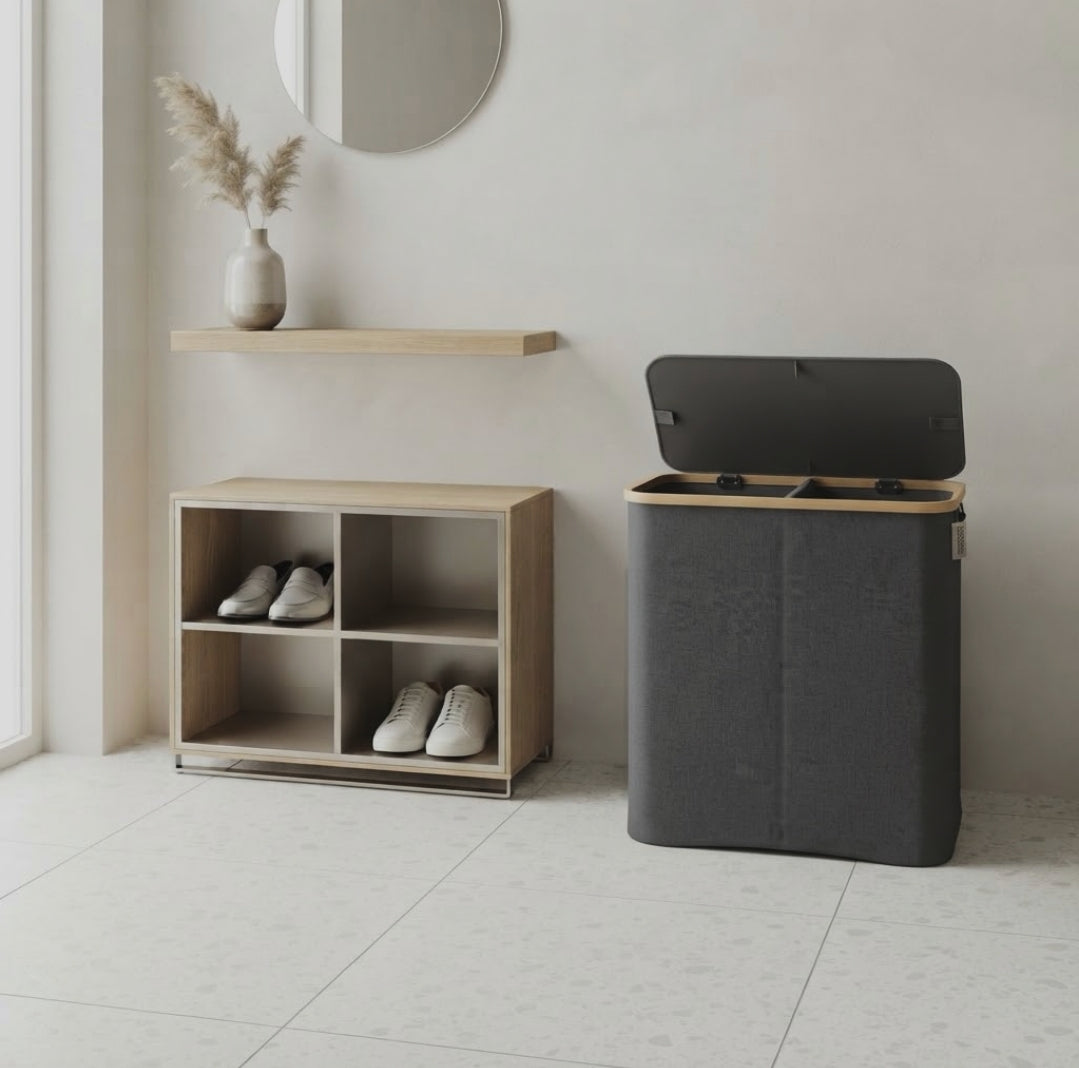 Black Bamboo Laundry Storage Hamper with Compartments - available in Nairobi, Kenya