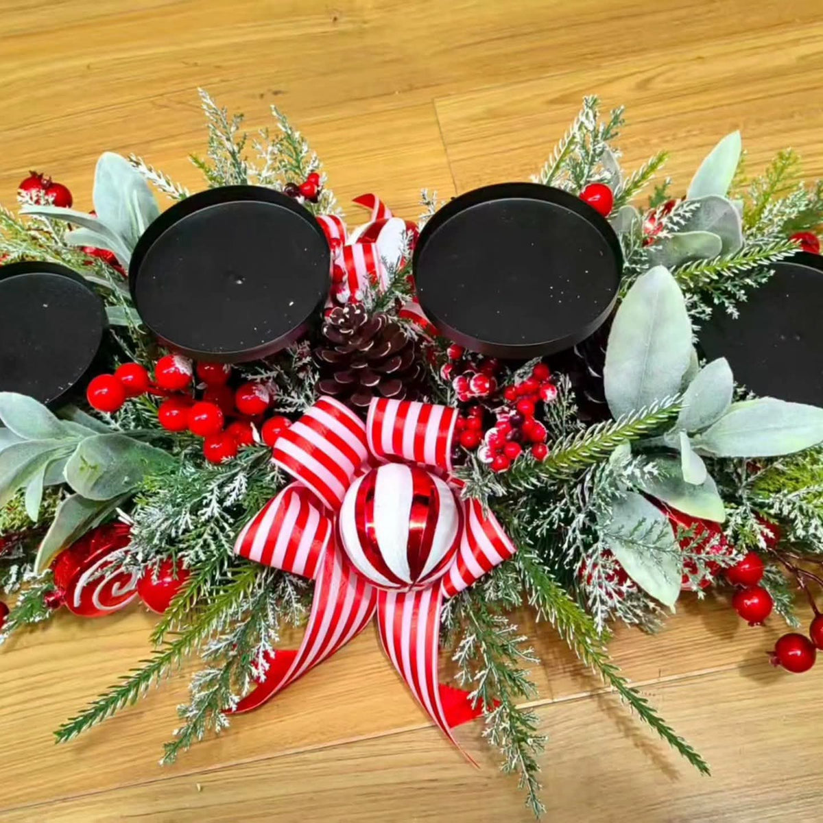 Christmas Four-Candle Holder Centrepiece