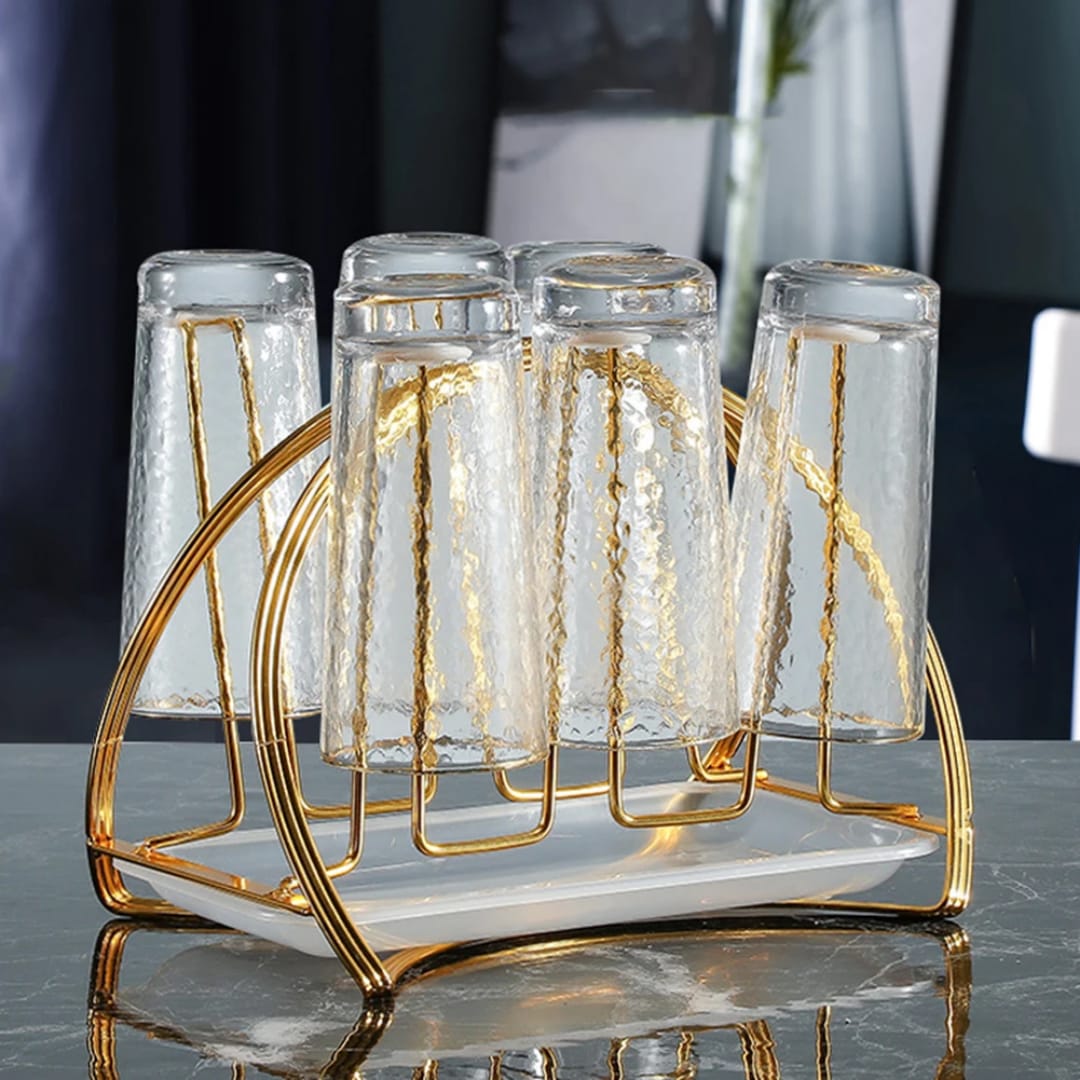 Glass Cup Rack with Drainboard