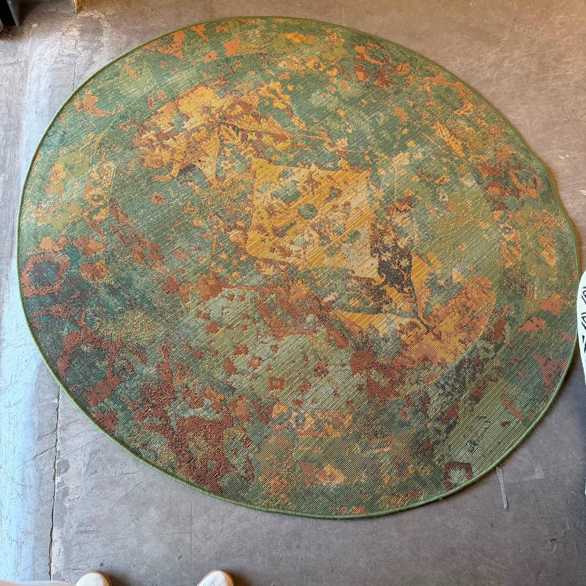Gemelli Collection Oriental Weavers Isla Round Batik Abstract Flat Weave Rug Indoor Outdoor Design KBORIE212.