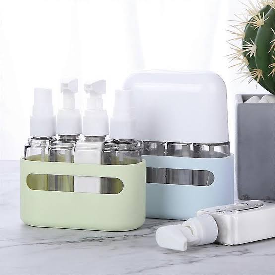 4-in-1 50ml Travel Bottle Set with Funnel and Labels – Green and Blue Leak-Proof Toiletry Bottles for Shampoo, Shower Gel, Hand Wash, and Lotion