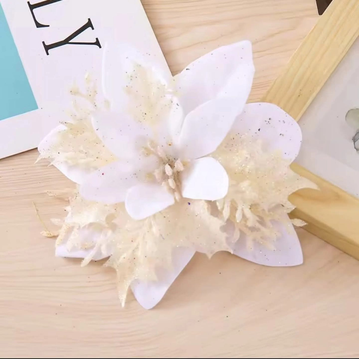 4-Piece Artificial Christmas Flower Decorations, 4cm