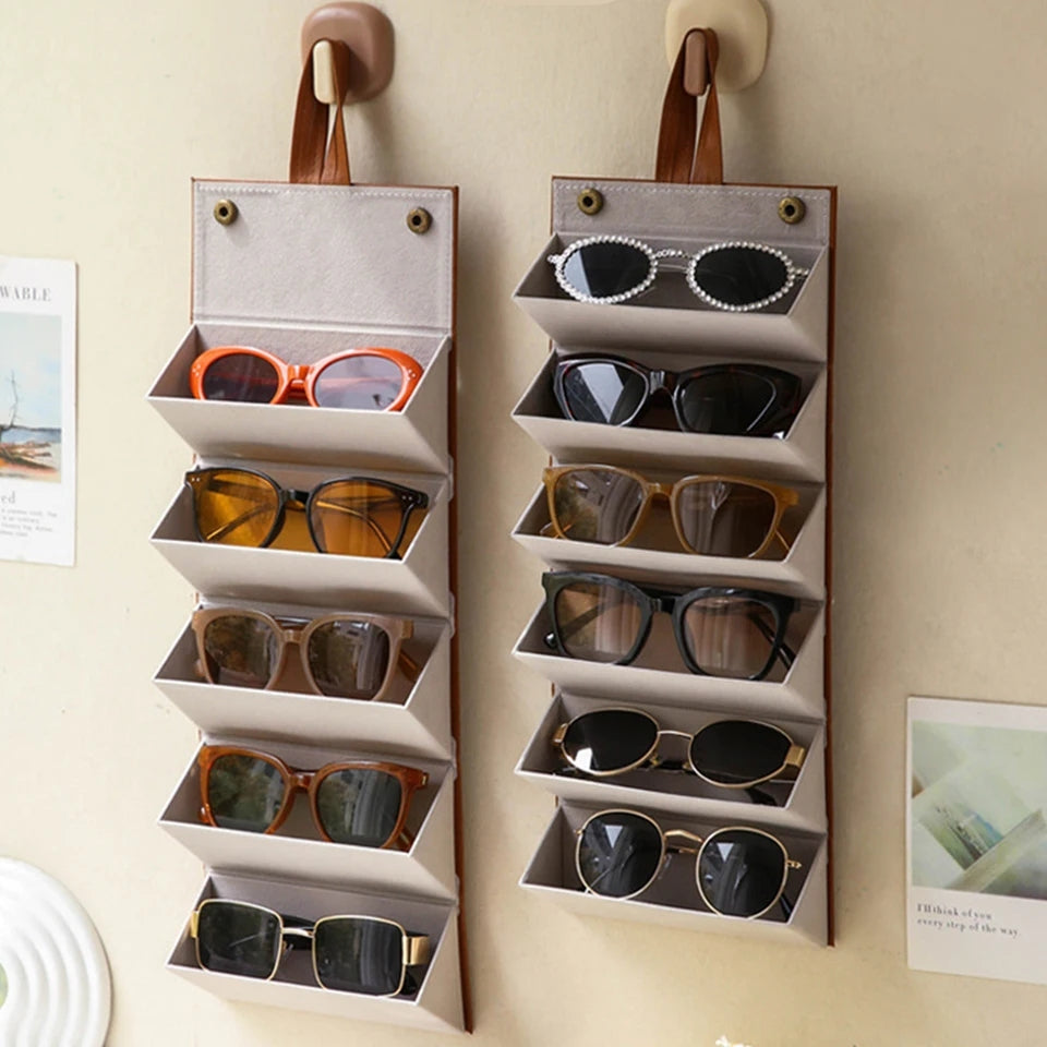 Multi-slot leather Eyeglasses Storage