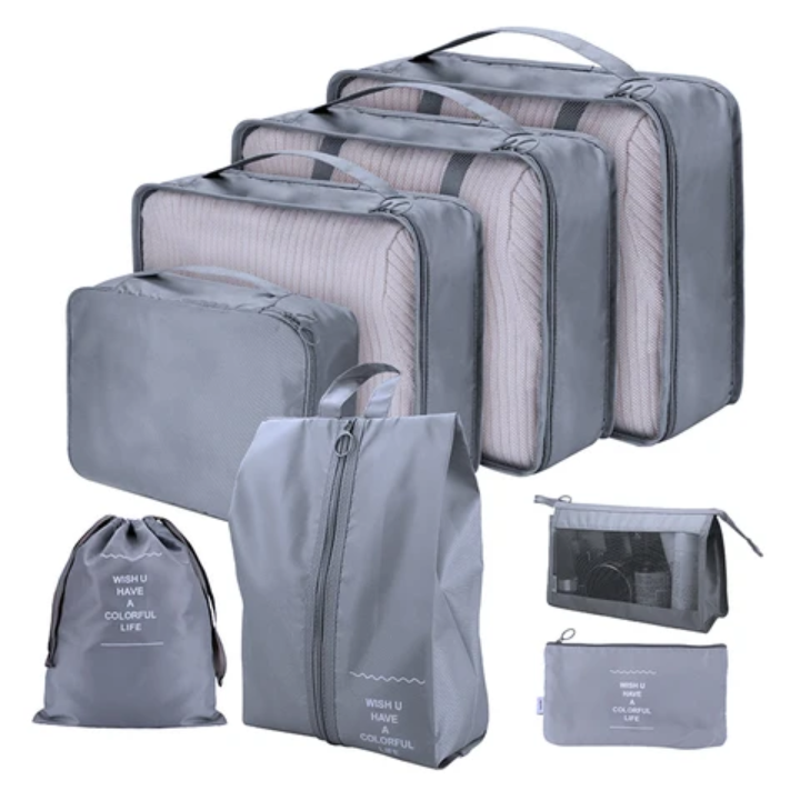 Luggage travel organizer for suitcase with toiletry case 8pcs
