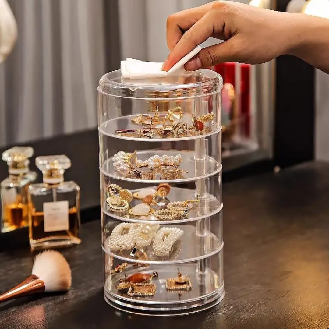 5-Layer Rotating Jewellery Holder 11x21cm – Compact Organizer for Rings and Earrings
