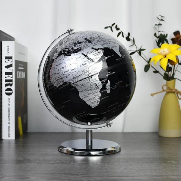 Gemelli Colllection world globe with metal stand modern decorative desk globe office bookshelf console living room décor educational globe contemporary home office styling