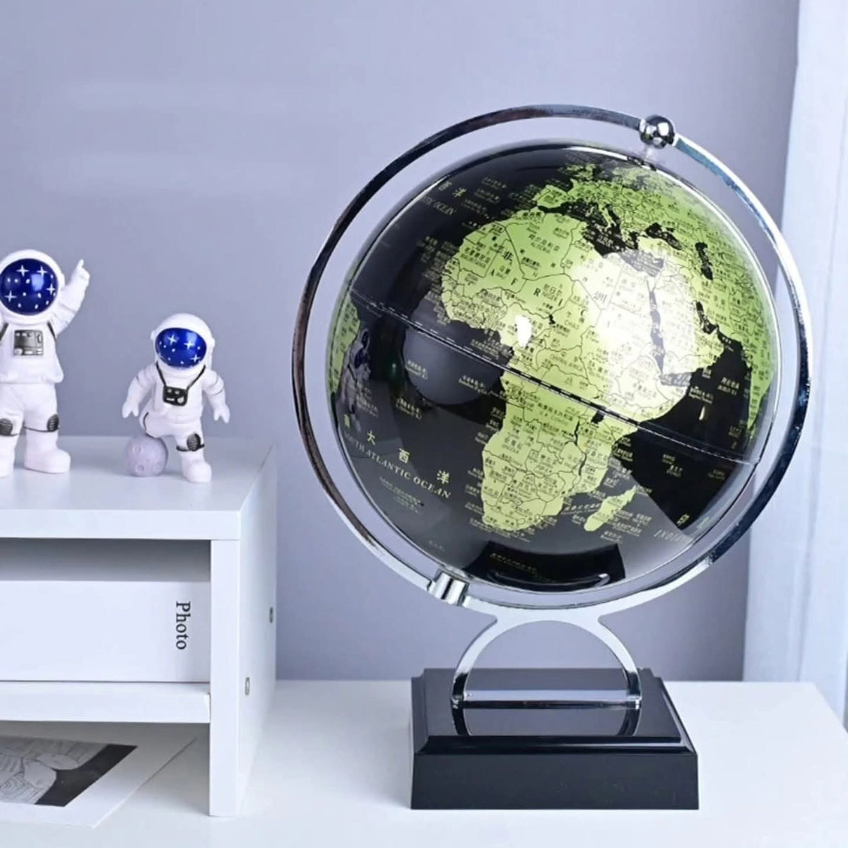 Rotating Earth Globe with World Map