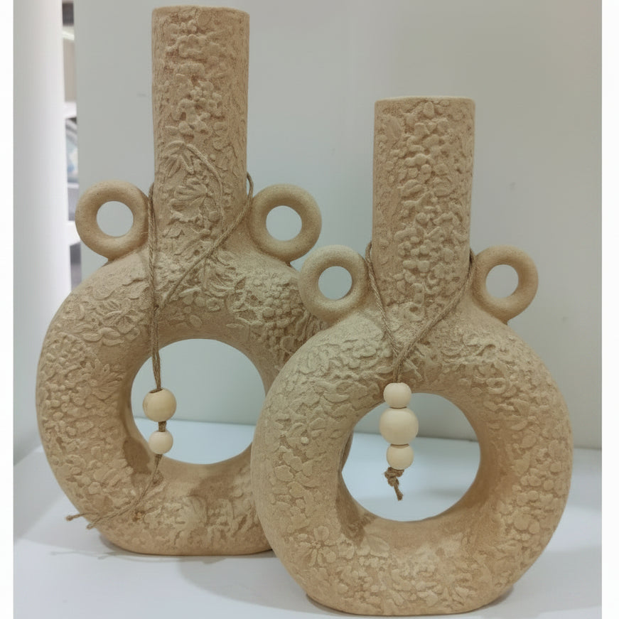 Donut Ceramic Vase with Bead Garland
