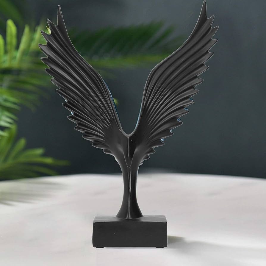 Gemelli Collections Black Resin Eagle Wings Figurine decorative home office tabletop ornament