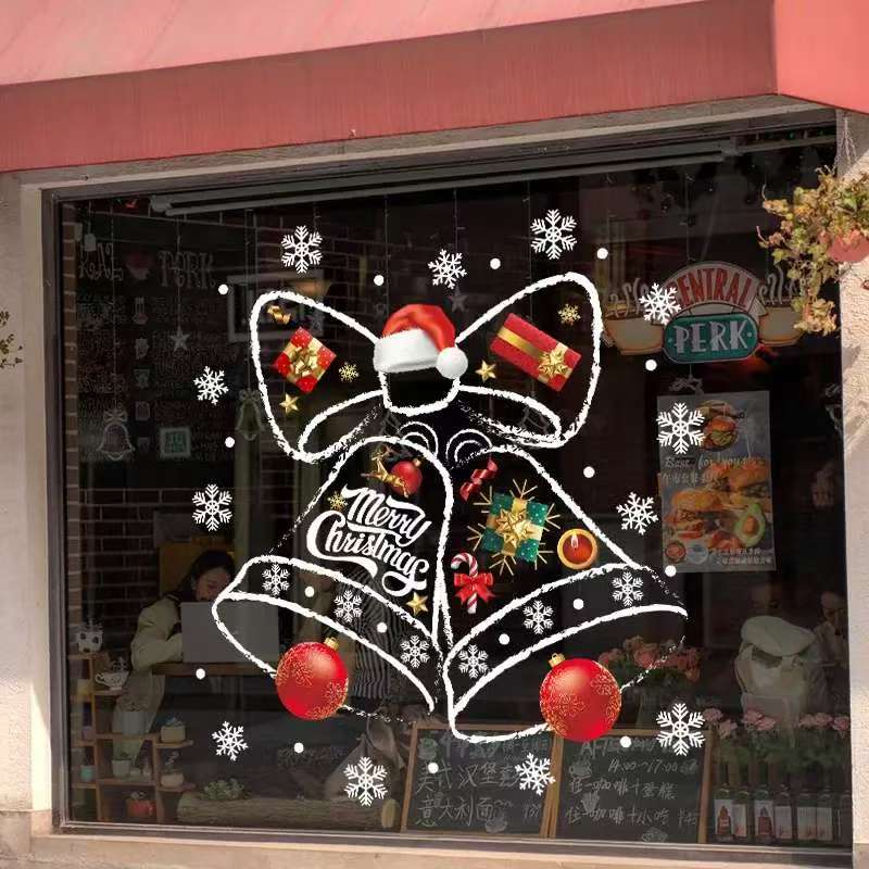 60 × 90cm Christmas Window Stickers with Santa Claus and Snowflakes