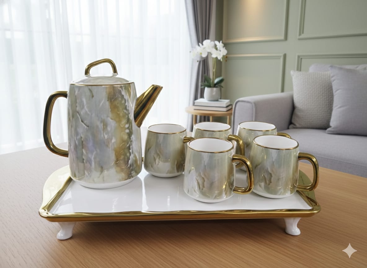 7pcs Nordic Marble Tea Set
