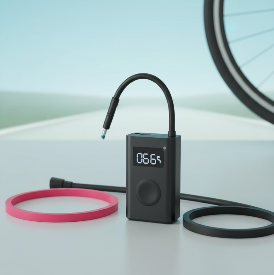 Gemelli Collections portable electric air compressor with digital display and rechargeable lithium battery