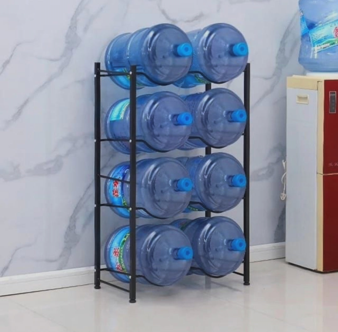 8 tier water bottle holder rack, heavy duty carbon steel bottle organiser in black -Brand(Gemelli Collection)
