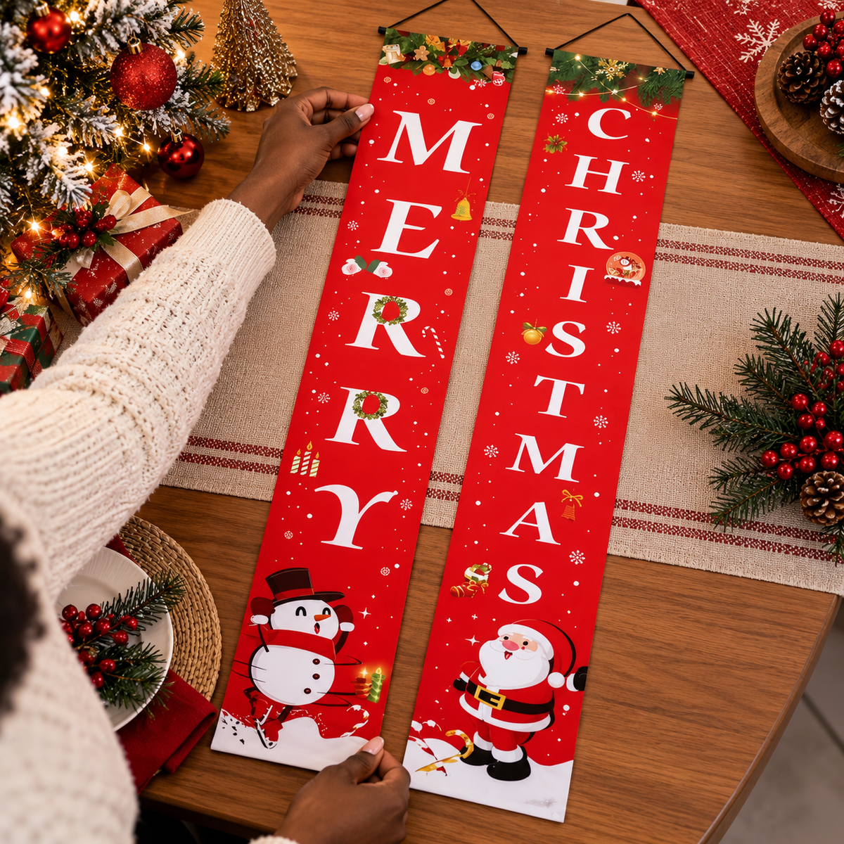 Christmas Door Banner Set, Merry Christmas Decorations
