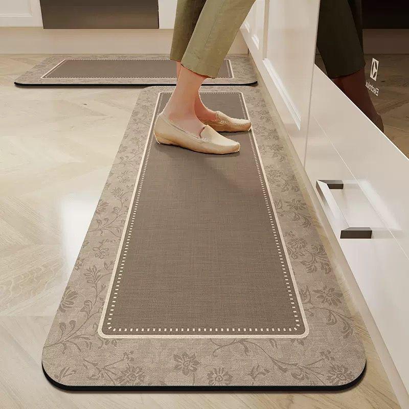 2 piece rubber kitchen mat set with large and medium mats measuring 150x50cm and 80x50cm for kitchen floor protection and comfort.