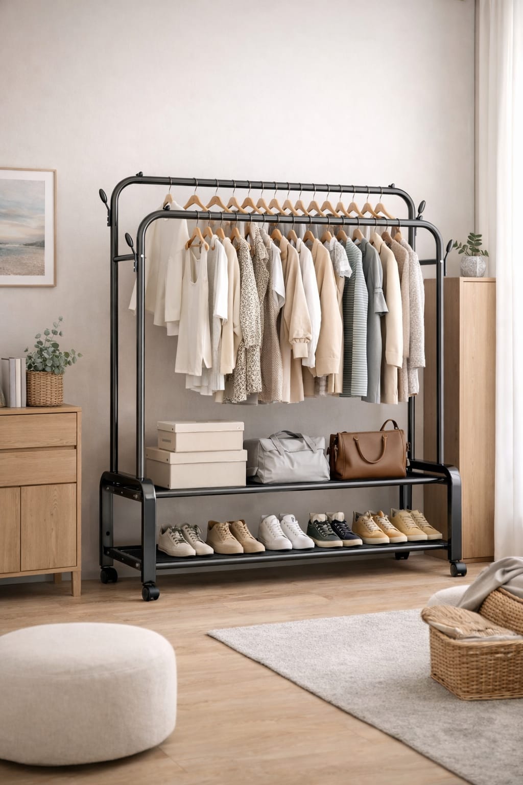 Heavy Duty Double Rail Clothes Rack