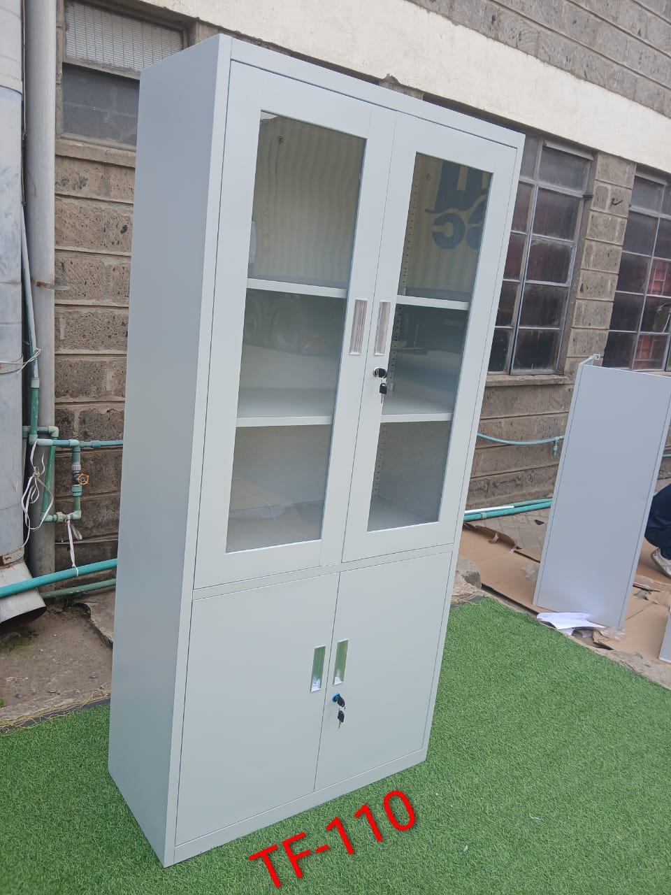 Steel Combination Cabinet with Glass and Solid Doors
