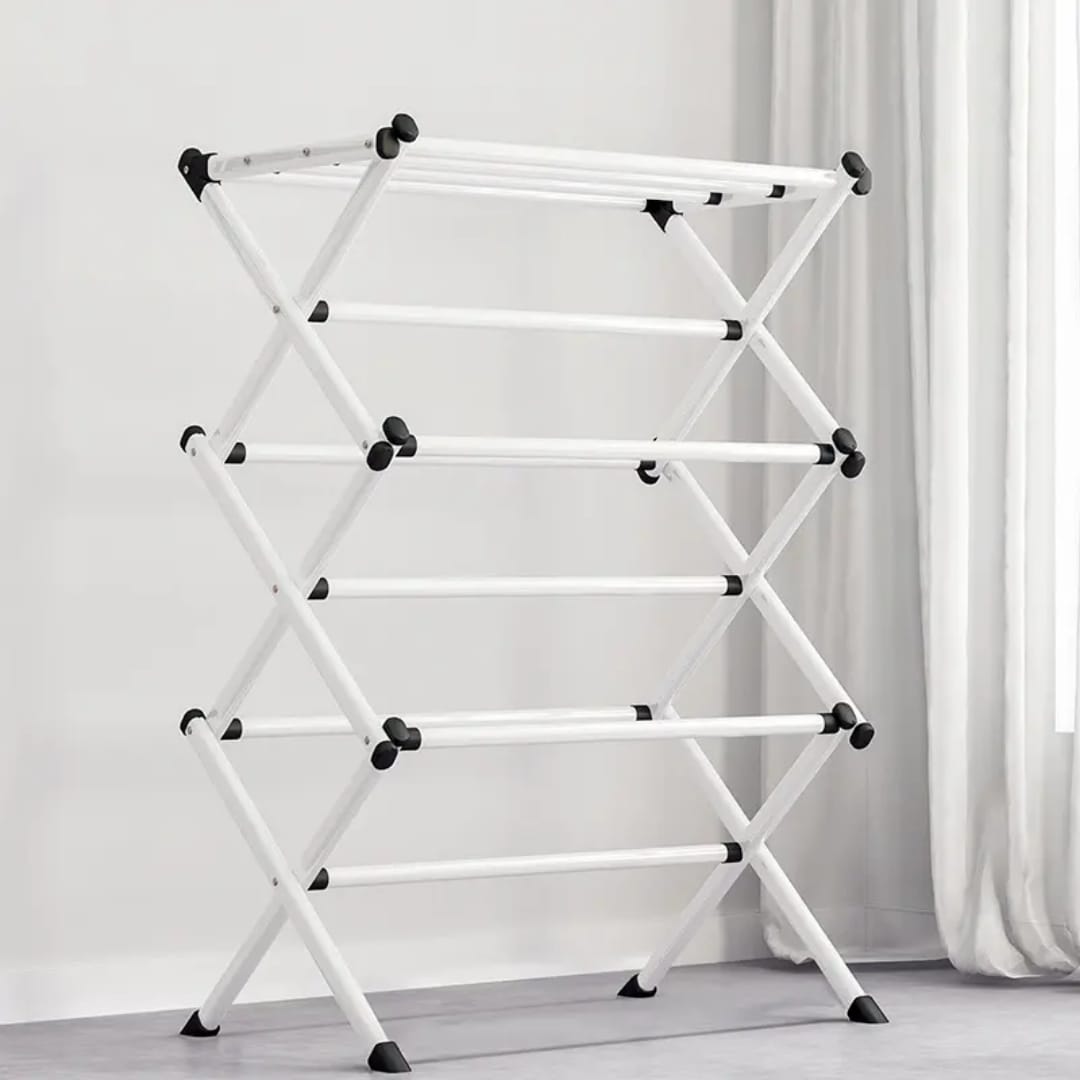3-Tier Retractable Floor Standing Clothes Drying Rack
