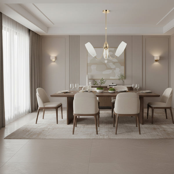 Golden chandelier lamp with white glass shades, 3 E14 bulbs, adjustable pendant iron ceiling light for elegant interiors.