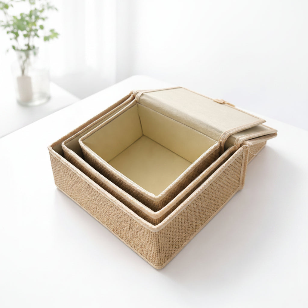 3-in-1 Wicker Storage Basket Set with Covers
