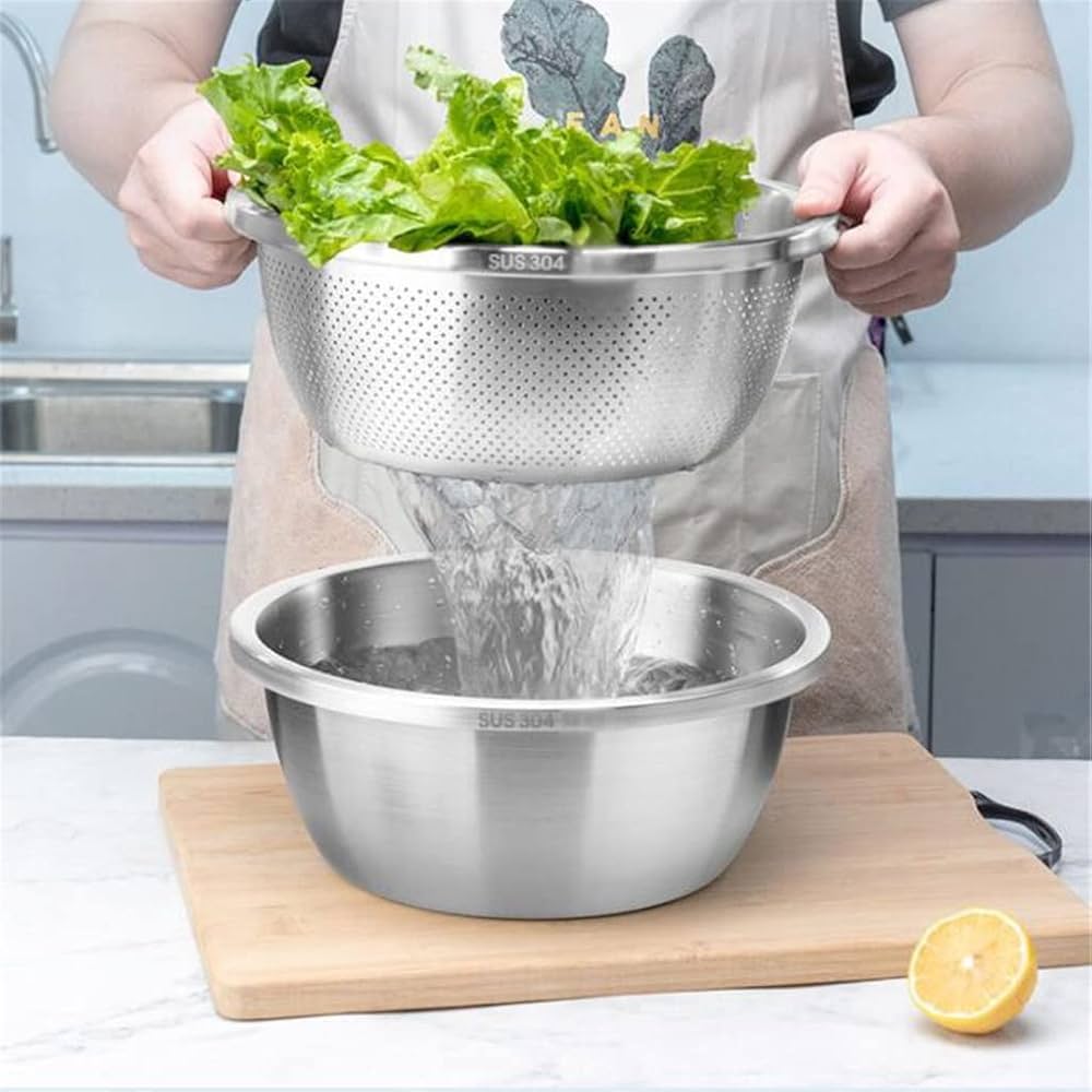 2pcs Stainless Steel Washing Basket Set