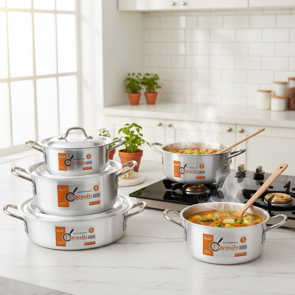 Extensils 10 piece aluminium cookware set for everyday home cooking