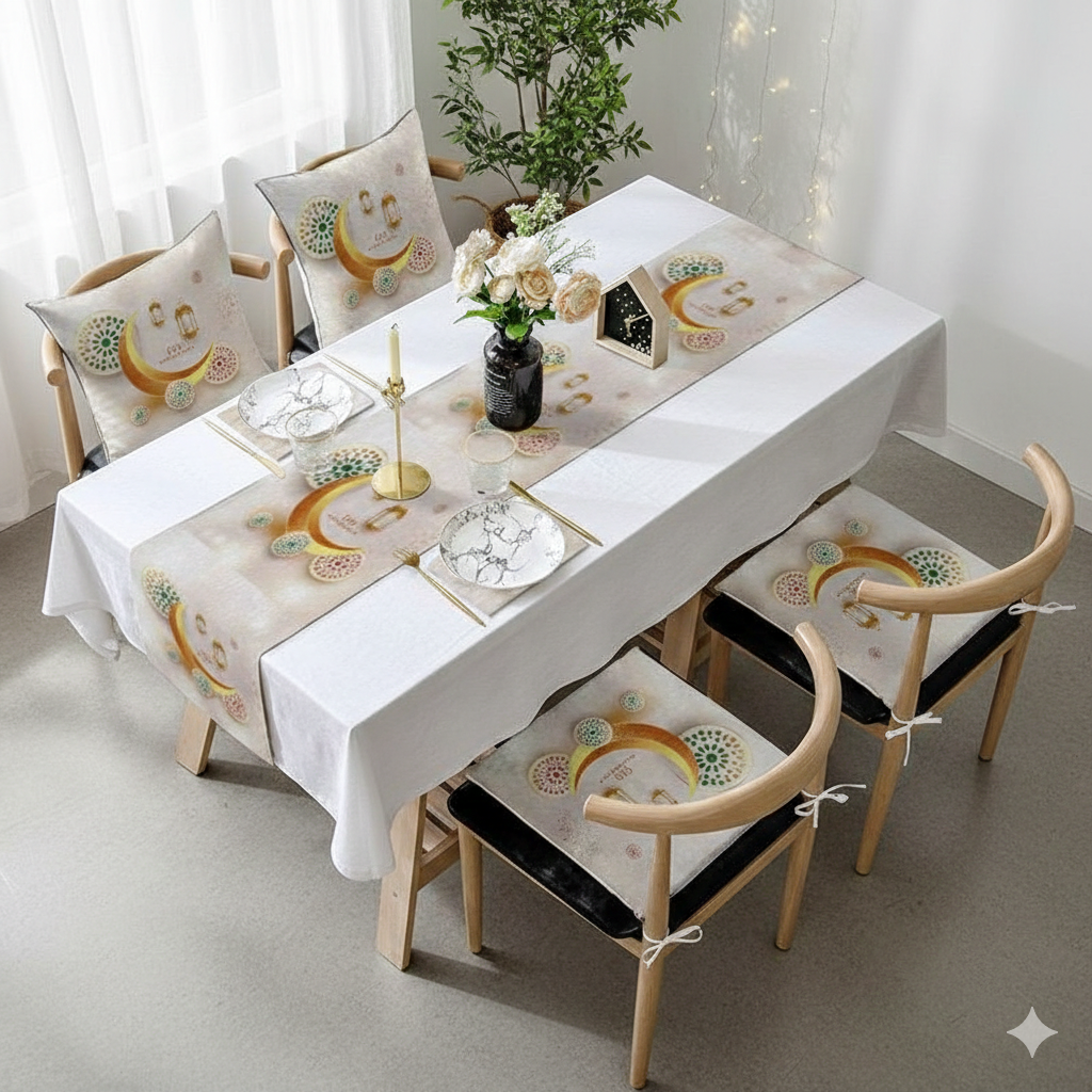 Ramadan Table Runner Set with 4 Pillow Cases