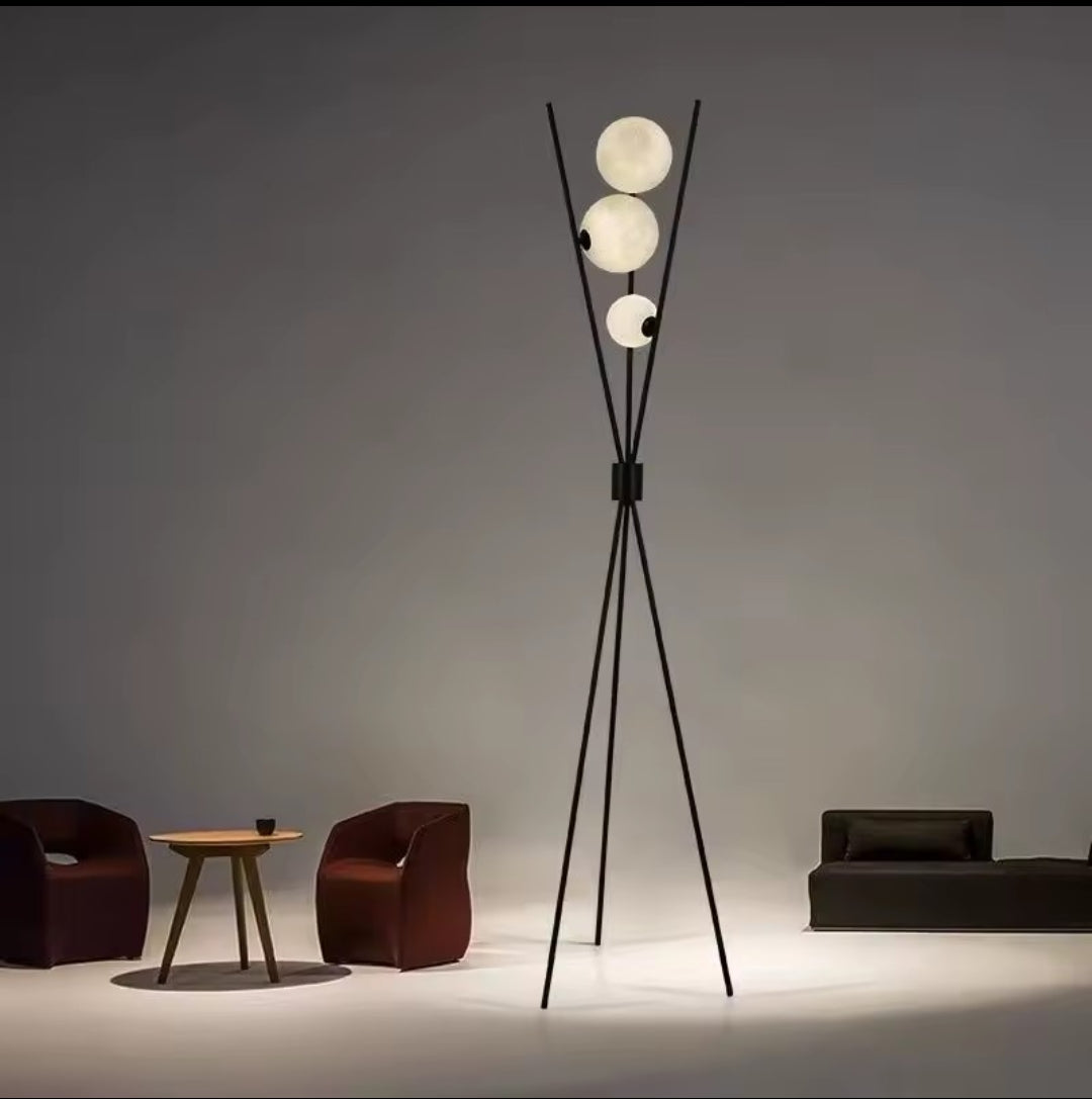 Iron art floor lamp with warm, neutral, and white lighting modes for living room, bedroom, reading corner, and ambient home lighting
