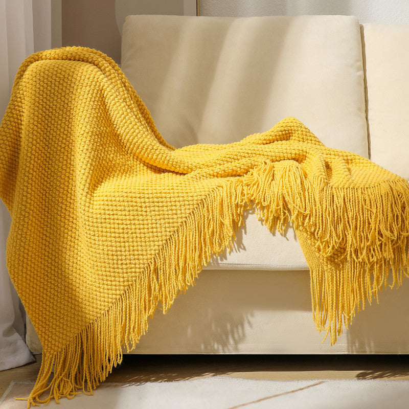 Knitted Throw Blanket, Soft Acrylic 150×180cm