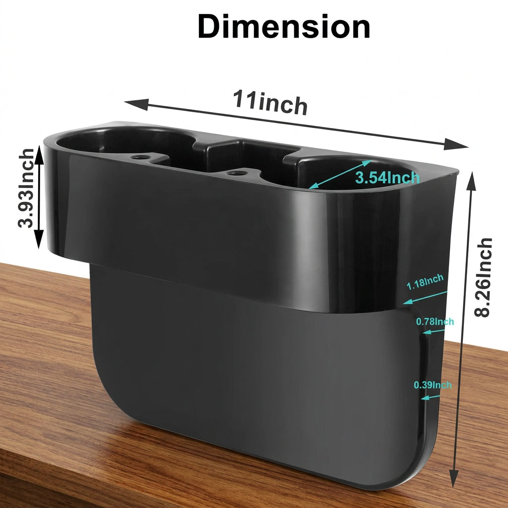 Car Cup Holder with Phone Holder and Double Side Storage Pockets
