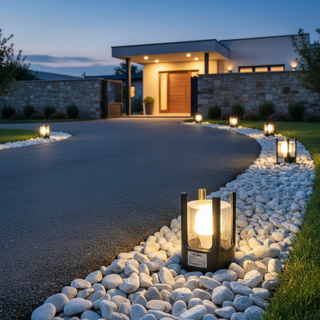 Aluminium Pillar Light with Frosted Glass Shade LL 508A-BK
