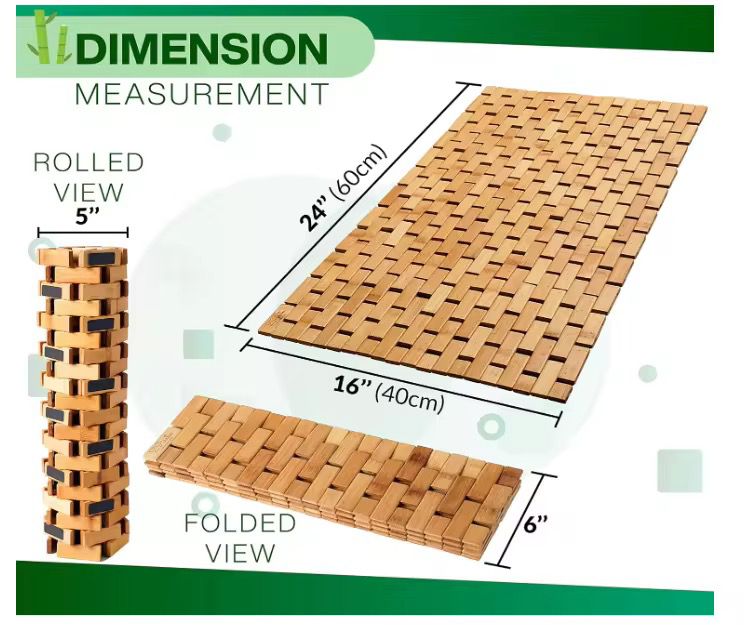 Bamboo Wood Bath Mat 40×60cm