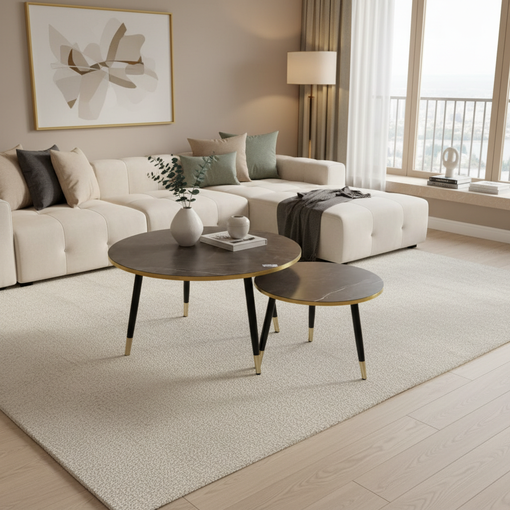 Round Wooden Nesting Coffee Table Set - FCT 003