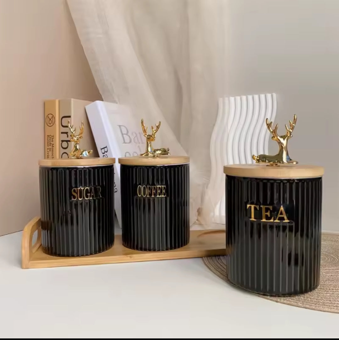 3pcs Ribbed  Canister