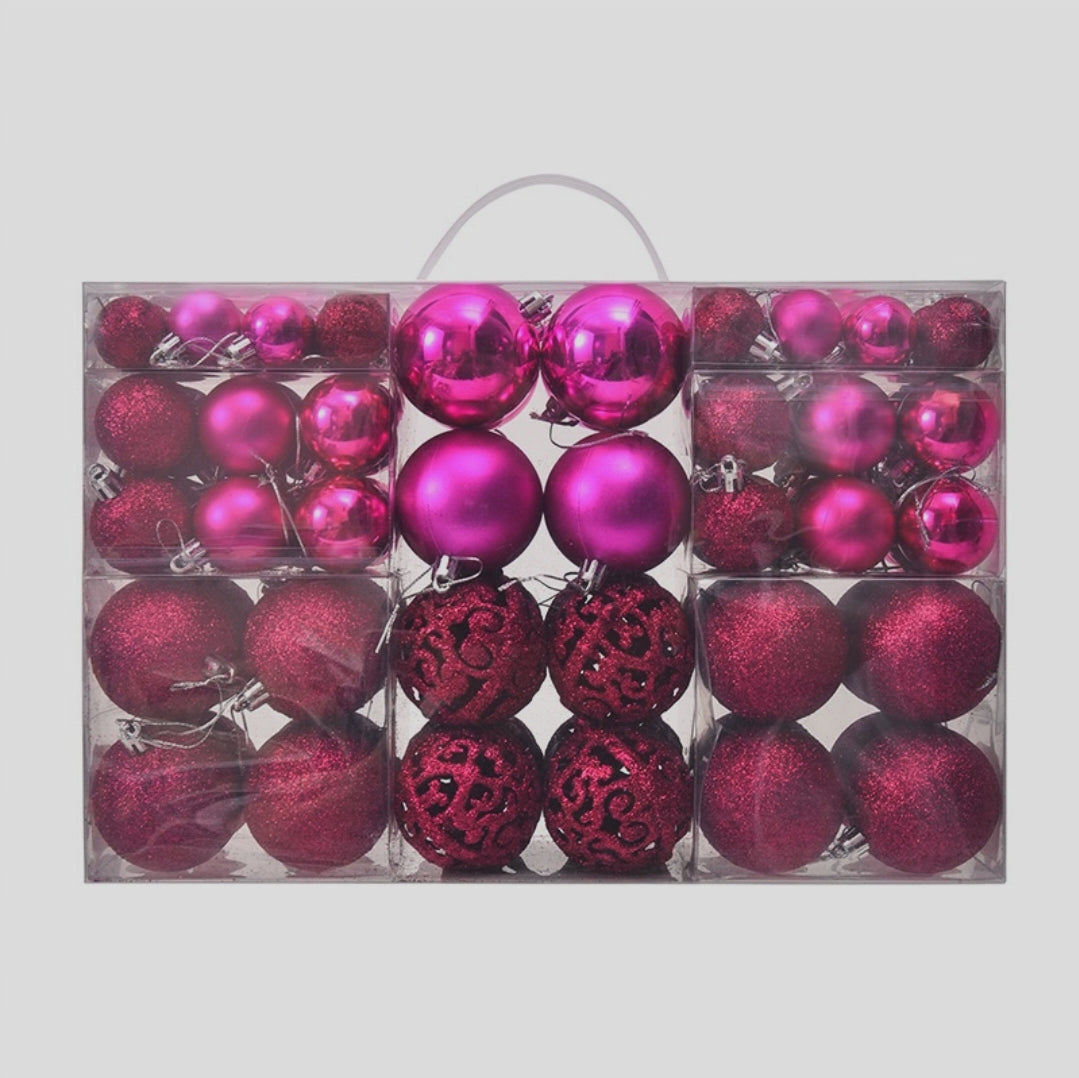 100-Piece Christmas Tree Decoration Balls Set in Three Sizes