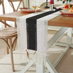 Nordic table runner measuring 30x250cm available in brown and black for dining table decoration and home styling.