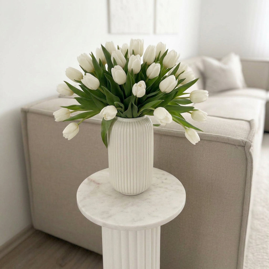 Ribbed Ceramic Vase 22 cm