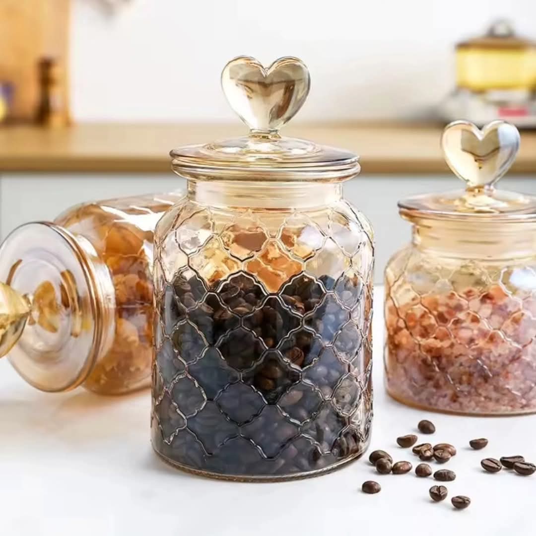 3pcs Gold Airtight Storage Jars