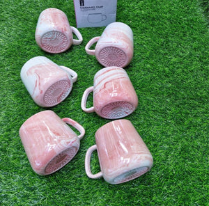 6 Pearl Marble Tea and Coffee Mugs in Pink or Grey